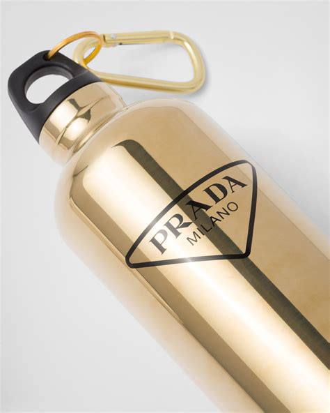 Prada stainless steel insulated water bottle 500 ml in gold/black